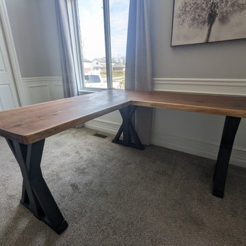 Custom Walnut L-Shaped Desk | Solid Hardwood Executive Office Desk