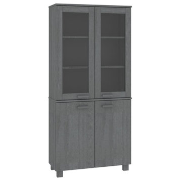 vidaXL Drawer Cabinet Entryway Display Cabinet HAMAR Solid Wood Pine Dark Gray