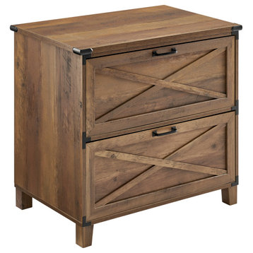 Oxford 31.5" Wide 2 Drawer Wooden Farmhouse Lateral Filing Cabinet in Rustic Oak