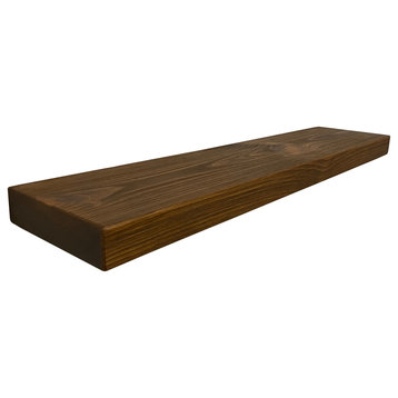 Rustic, Floating Shelf, 2" Thick x 8" Deep, with Mounting, Medium Brown, 60"