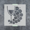 Wine Glass Grapes Stencil on Reusable Mylar for Crafts, 6"x6"