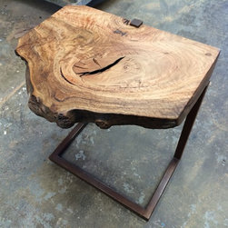 blue gum w/ brown patinaed steel - Side Tables And End Tables