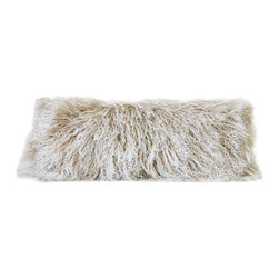 Tibetan Taupe Tip Fur Cushion - Decorative Pillows