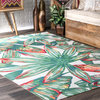 Contemporary Country and Floral Area Rug, Multi, 4'x4'
