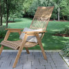 5-Piece Teak Bohemian Basket Lounger Set With Matching Ottomans and Accent Table