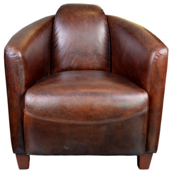Unique Form 3 Legs Cappuccino Brown Leather Club Chair Modern Retro