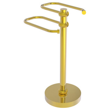 Free Standing Two Arm Guest Towel Holder, Polished Brass