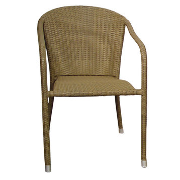 Terrace Mates All-Weather Wicker Stacking Arm Chair Coffee Finish Set of 2