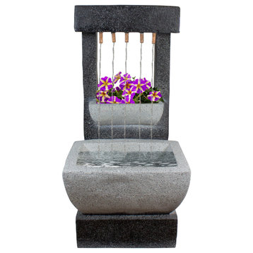 26" LED Lighted Rainfall Outdoor Water Fountain with Planter