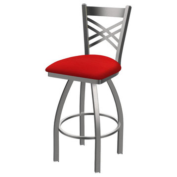 820 Catalina 25 Swivel Counter Stool with Stainless Finish and Canter Red Seat