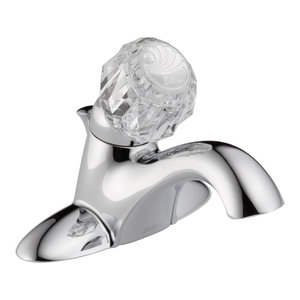 Chrome Less Pop-Up Delta 500-WCS-DST Classic Single Handle Centerset Bathroom Faucet