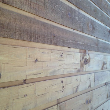 Mixture of Adirondack band-sawn siding and rough-sawn