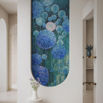 Custom Handcrafted Floral Mosaic Wall Art for Luxury Interiors