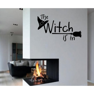 Witch is in Vinyl Wall Decal hd019, Orange, 6 in.