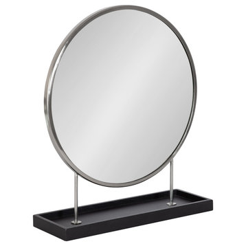 Maxfield Round Tabletop Mirror, Silver, 18x22