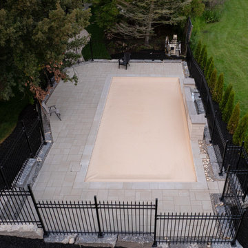Rectangular Pool with Sheer Descent Water Wall & Automatic Safety Cover — Estate