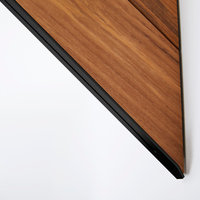 Floating Corner Shower Shelf With Natural Teak Wood, Matte Black