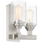 Craftmade - Neighborhood Chicago 2 Light Wall Sconce, Brushed Polished Nickel - The strong lines and larger scale of the Chicago collection by Craftmade make a bold statement easily at home in any setting. The coordinating clear seeded glass vanities and mini pendant provide excellent lighting options for any bathroom large or small.