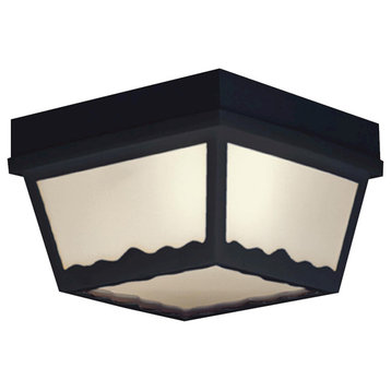Essentials, 1 Light Outdoor Flush Mount, Black With Acrylic Diffuser