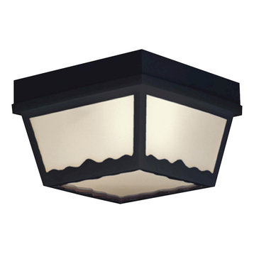 Essentials, 1 Light Outdoor Flush Mount, Black With Acrylic Diffuser