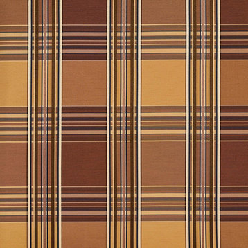 Brown And Gold Shiny Striped Plaid Faux Silk Upholstery Fabric By The Yard