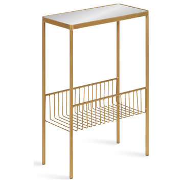 Trubey Modern Side Table, Gold 15.75x8x24.6