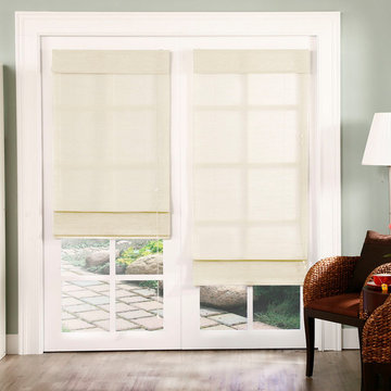 Sahara Sandstone (Privacy & 100% Cotton) - Roman Shades (Fabric & Natural Woven)