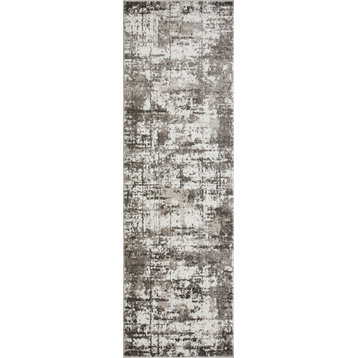 Loomaknoti Rhane Vailin 2'x7' Gray Abstract Indoor Runner Rug