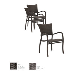 Skye Modern Woven Resin Wicker Stackable Arm Chair by Summer Classics - Outdoor Dining Chairs