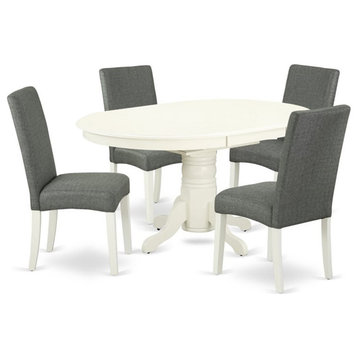 East West Furniture Avon 5-piece Wood Dining Set in Linen White/Gray
