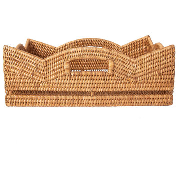 Artifacts Rattan™ Scallop Collection Rectangle Basket, Honey Brown