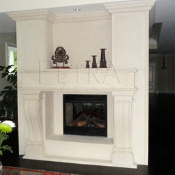 Stone Fireplace Mantels with overmantel. - Indoor Fireplaces
