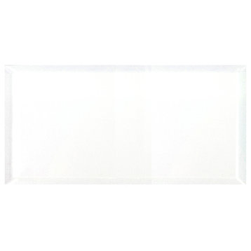 Frosted Elegance 8 in x 16 in Beveled Glass Subway Tile in Glossy White