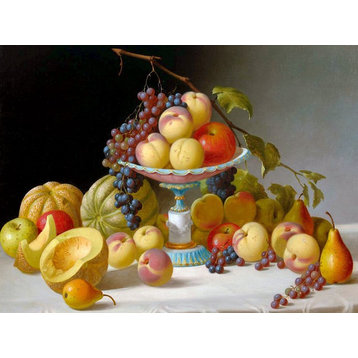Still Life J. Francis Vase Grape Melon Pear Tile Mural Backsplash, 6"x8", Glossy