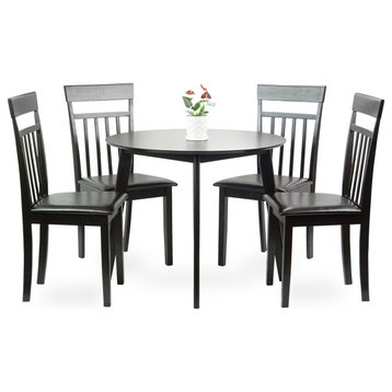 Dining Room Set of 4 Warm Chairs and Round Dining Table Kitchen Modern Solid Woo