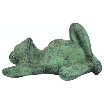 Spitting Lazy Frog Verdi Bronze Statue