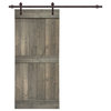 TMS Mid-Bar Barn Door With Sliding Hardware Kit, Weather Gray, 30"x84"