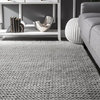 nuLOOM Braided Wool Hand Woven Chunky Cable Rug, Light Gray, 10'x14'