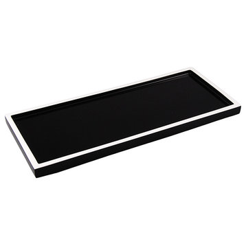 Black & White Lacquer Bathroom Accessories, Long Vanity Tray