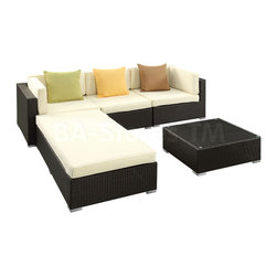 Innovate 5PC Outdoor Sectional Sofa Set with Coffee Table - Outdoor Lounge Sets