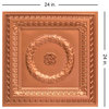 Laurel Wreath PVC 2' x 2' Faux Tin Ceiling Tile, Pack of 10, Copper