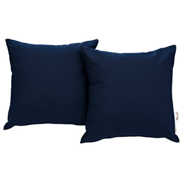 Summon Outdoor Wicker Rattan Sunbrella Pillows, Set of 2, Navy