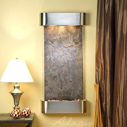 Cascade Springs Indoor Fountain with Stainless Steel and Green Featherstone - Indoor Fountains