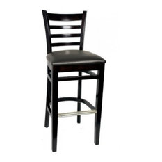 FDW - Ladder Back Wooden Barstool, Mahogany, Brown - Bar Stools and Counter Stools