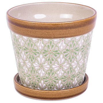 Novica Handmade Green Courtyard Ceramic Flower Pot (5 Inch)