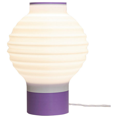 Asian Lantern 15" Plant-Based PLA Dimmable LED Table Lamp, White/Purple