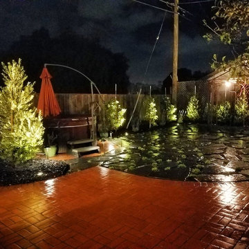 Dramatic Slate + Brick Patio