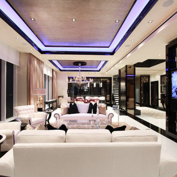 Brickell Key Penthouse - Blue RGB Cove Lighting & Rotating Glass TV