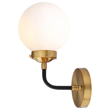 Caleb 1-Light Brass Wall Sconce, Brass Gold/Black, 1 - Light(s)