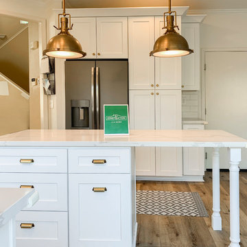 White Shaker Cabinets with Custom Island and Accent Backsplash in Fairfield, CA